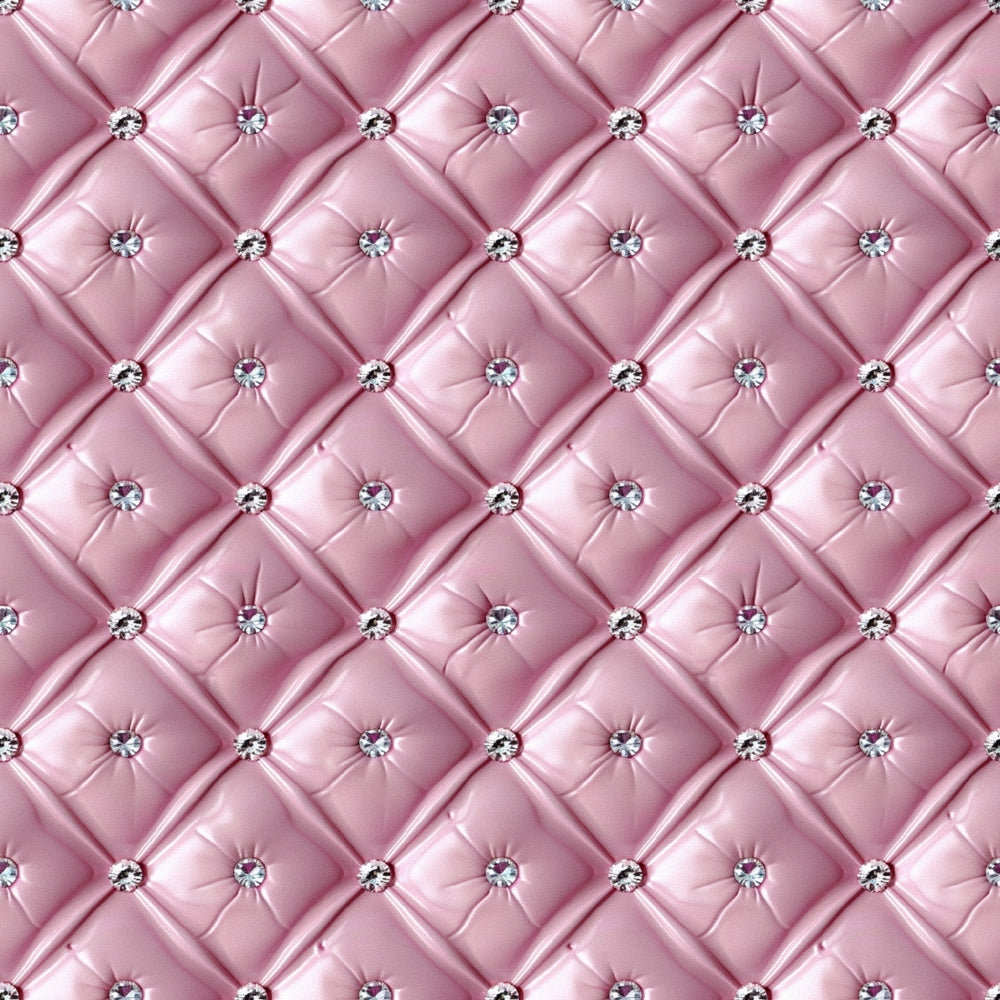 pink, rose pink, quilted pattern, diamond tufting, rhinestones, crystals, geometric pattern, luxurious, glamorous, sparkly, button-tufted, upholstery style,, fabric panel, shiny, elegant, repetitive pattern, textured appearance, decorative gems, padded design