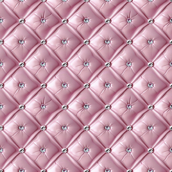 pink, rose pink, quilted pattern, diamond tufting, rhinestones, crystals, geometric pattern, luxurious, glamorous, sparkly, button-tufted, upholstery style,, fabric panel, shiny, elegant, repetitive pattern, textured appearance, decorative gems, padded design