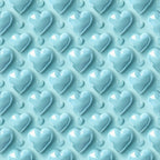 light blue, powder blue, heart pattern, 3d hearts, glossy hearts, repeating pattern, romantic design, love theme, dimensional effect,, fabric panel, seamless repeat, monochromatic, pastel colors, geometric hearts, craft fabric, sewing material, valentine theme, soft blue tones