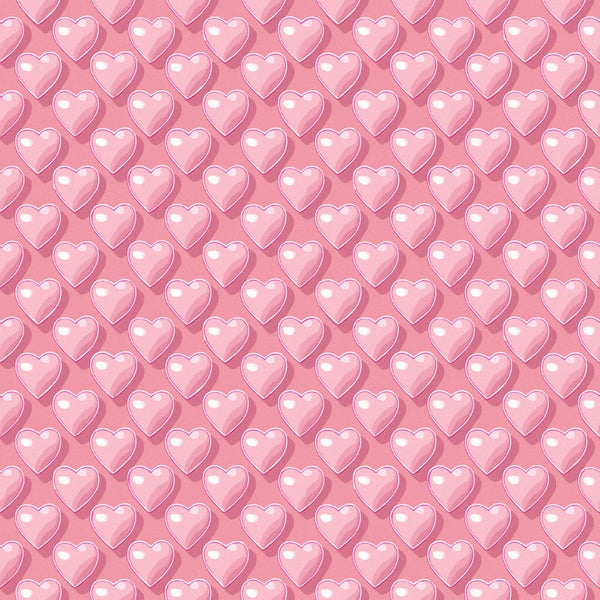 pink hearts, coral pink, rose pink, glossy hearts, heart pattern, repeating pattern, romantic motif, valentine's theme, love symbols,, fabric panel, heart shapes, dimensional hearts, shiny finish, all-over pattern, seamless design, feminine colors, craft fabric, sewing material