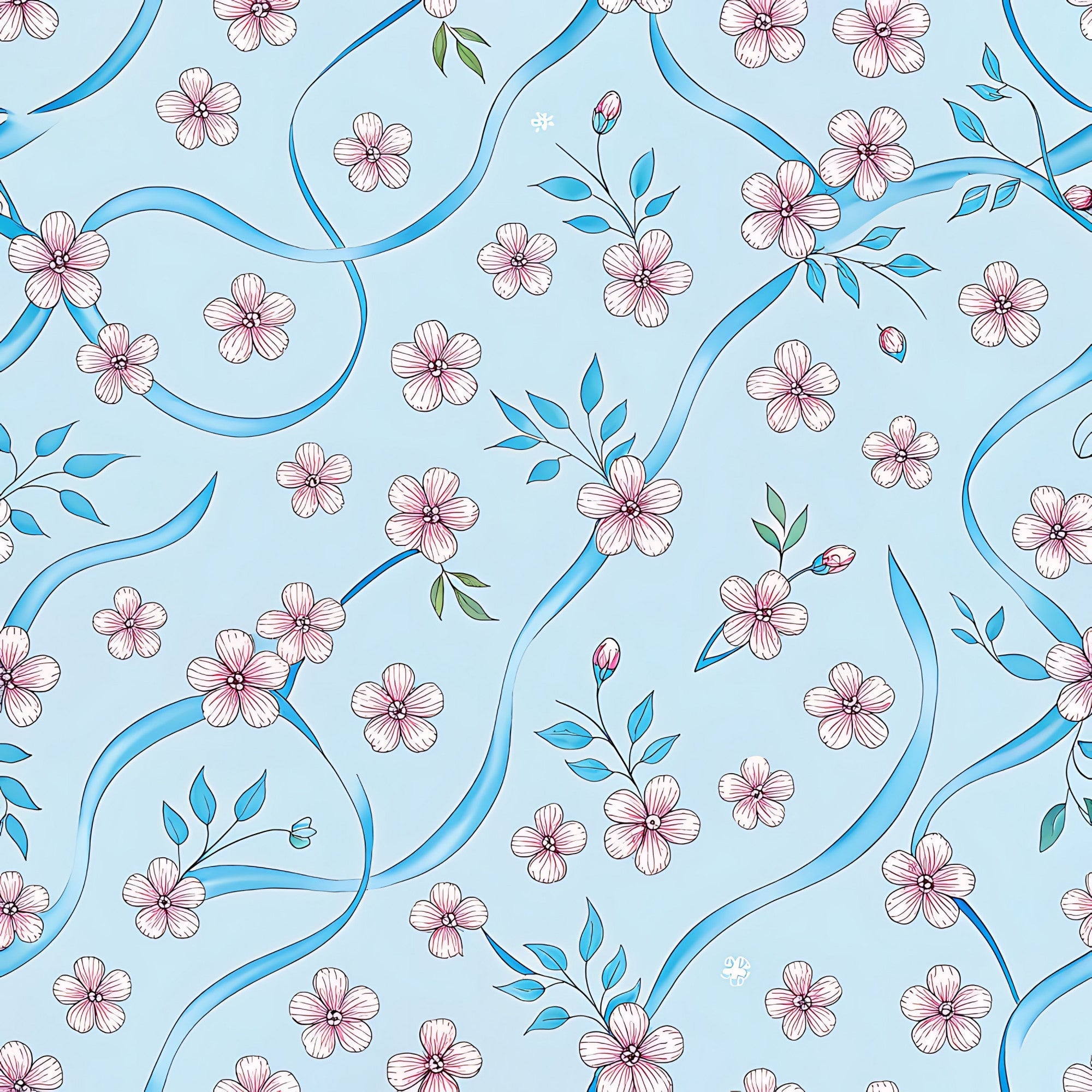Ribbon Orchard Pattern 15 Minky Fabric