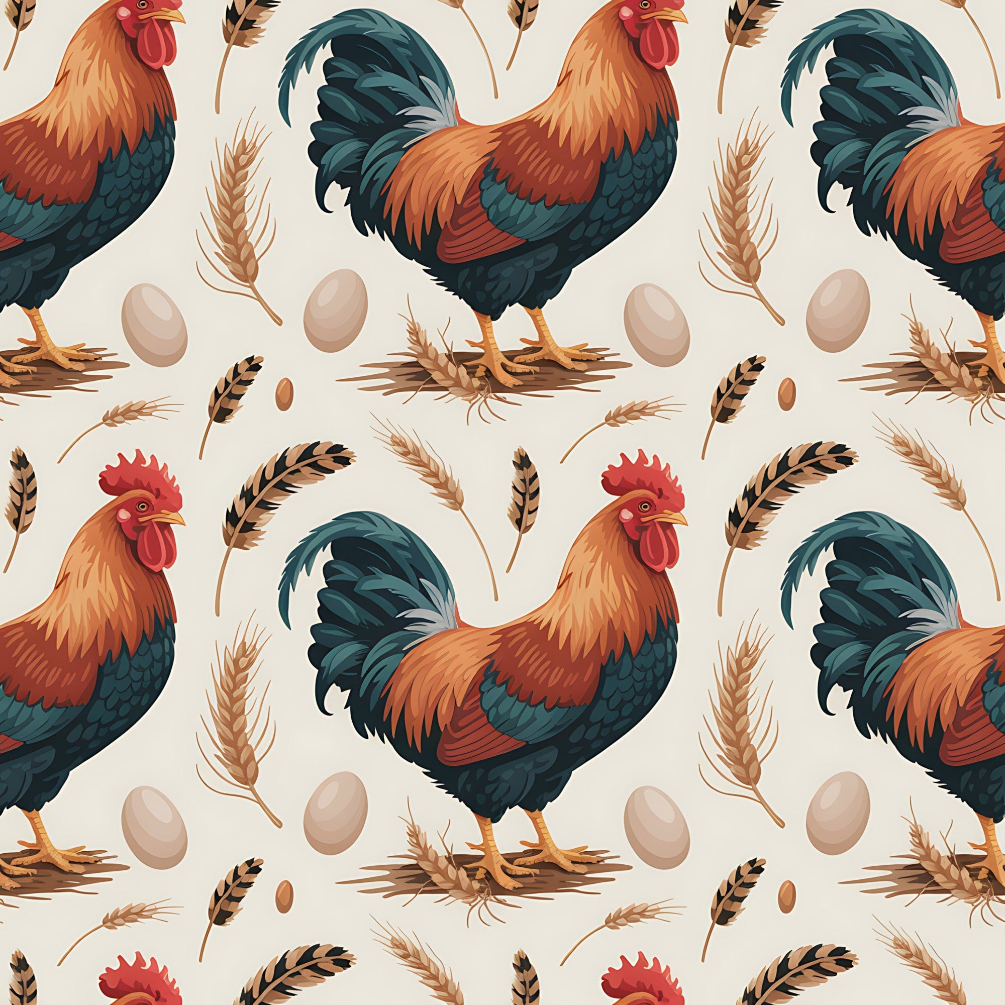 Chickens and Eggs Pattern 1 Minky Fabric