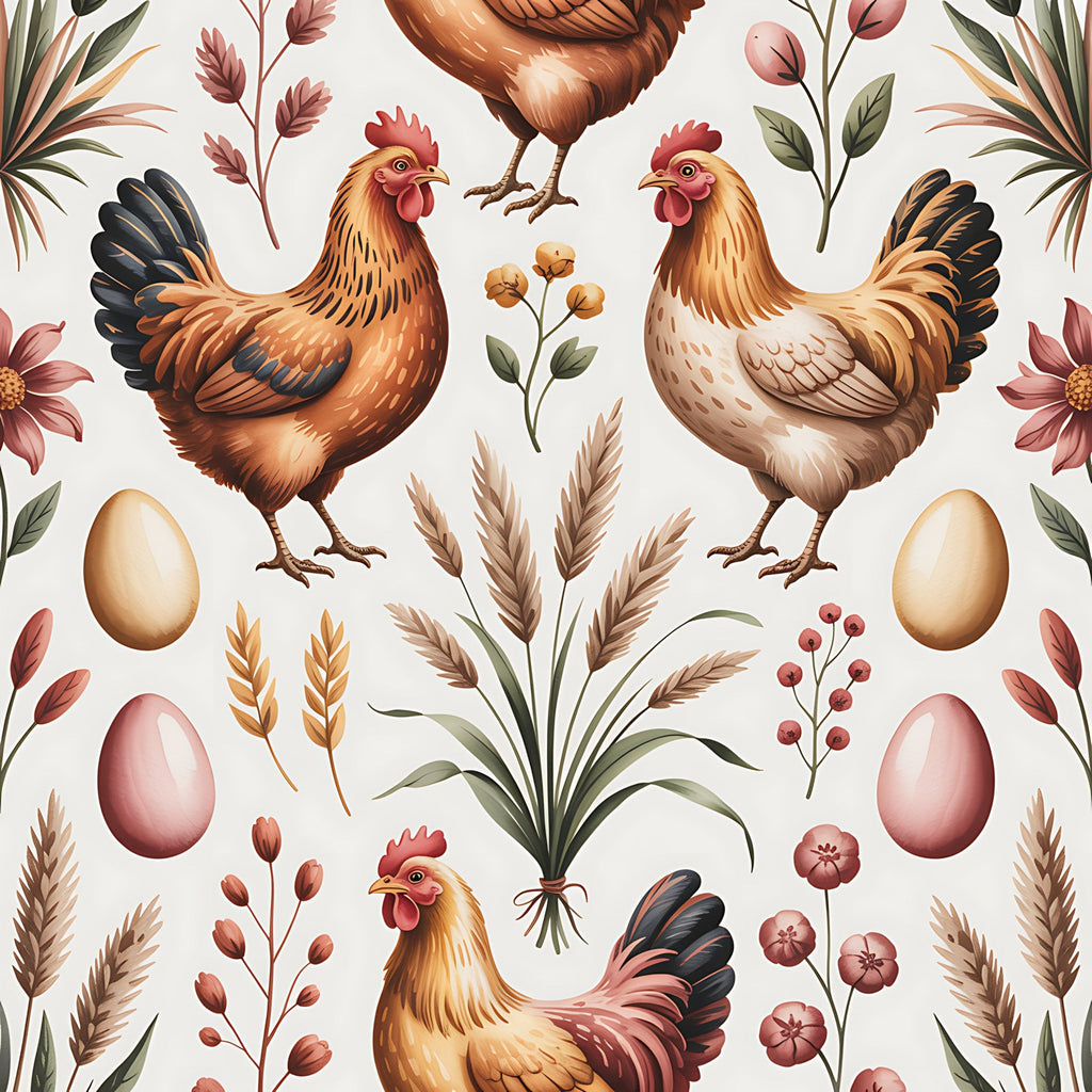 Chickens and Eggs Pattern 10 Minky Fabric