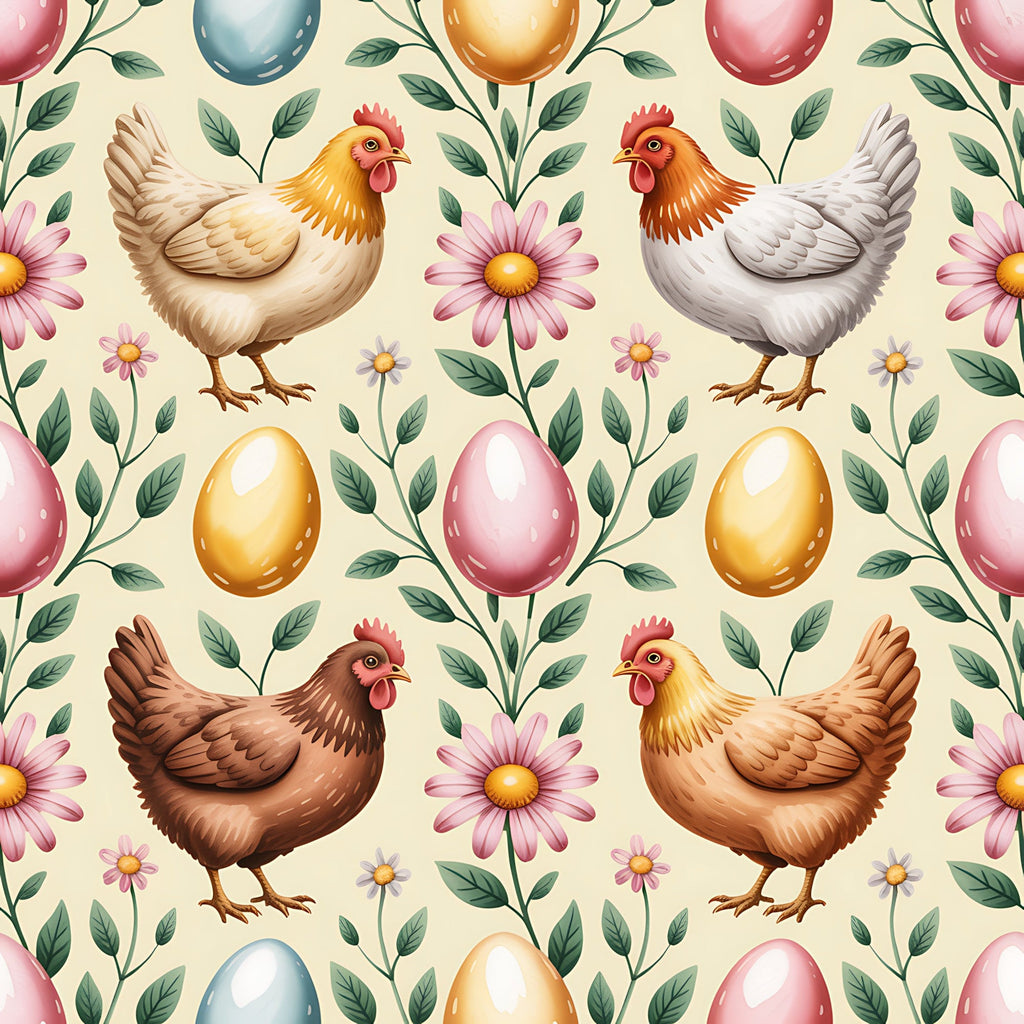 Chickens and Eggs Pattern 13 Minky Fabric