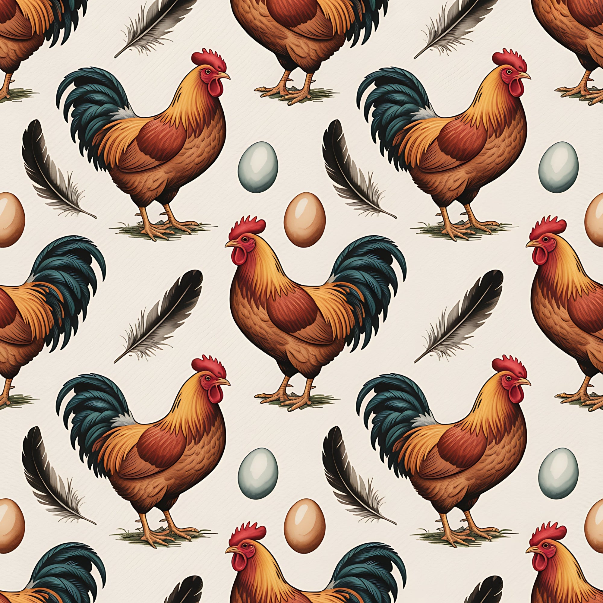 Chickens and Eggs Pattern 15 Minky Fabric