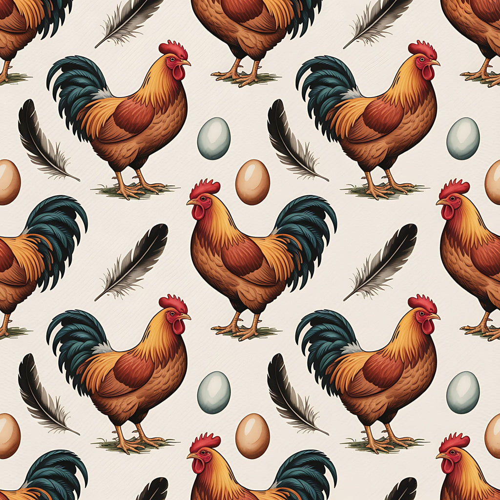 Chickens and Eggs Pattern 15 Minky Fabric