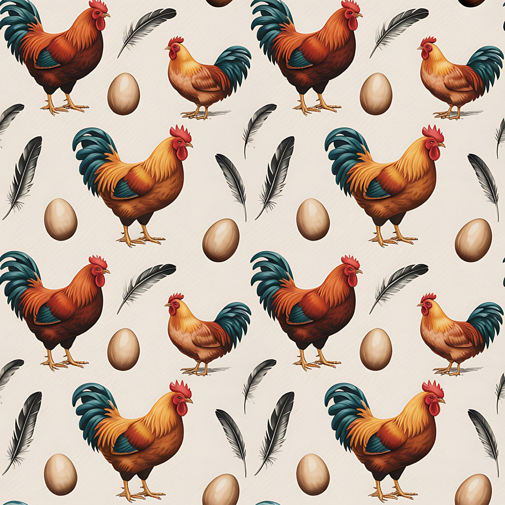 Chickens and Eggs Pattern 16 Minky Fabric