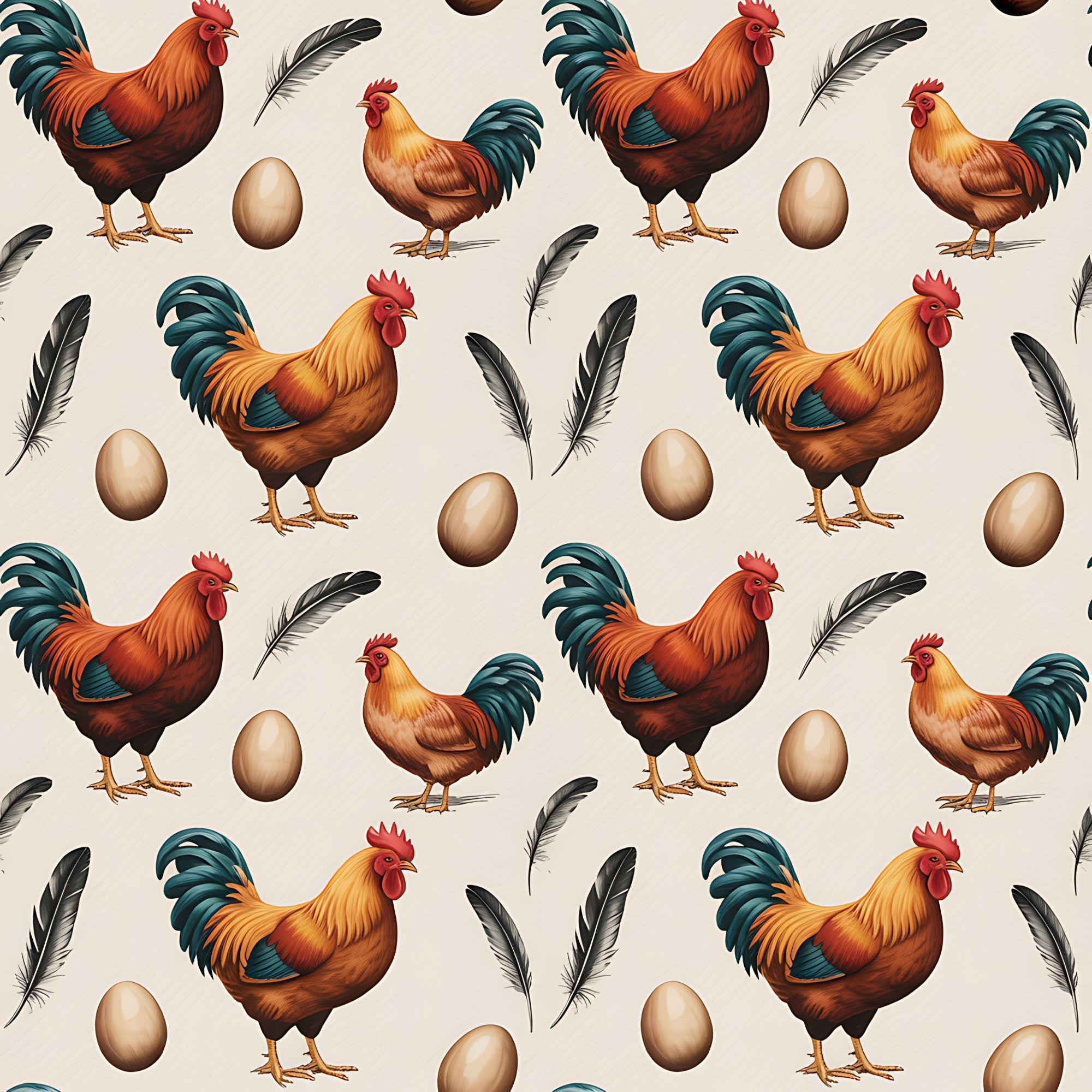 Chickens and Eggs Pattern 16 Minky Fabric