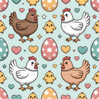 Chickens and Eggs Pattern 17 Minky Fabric