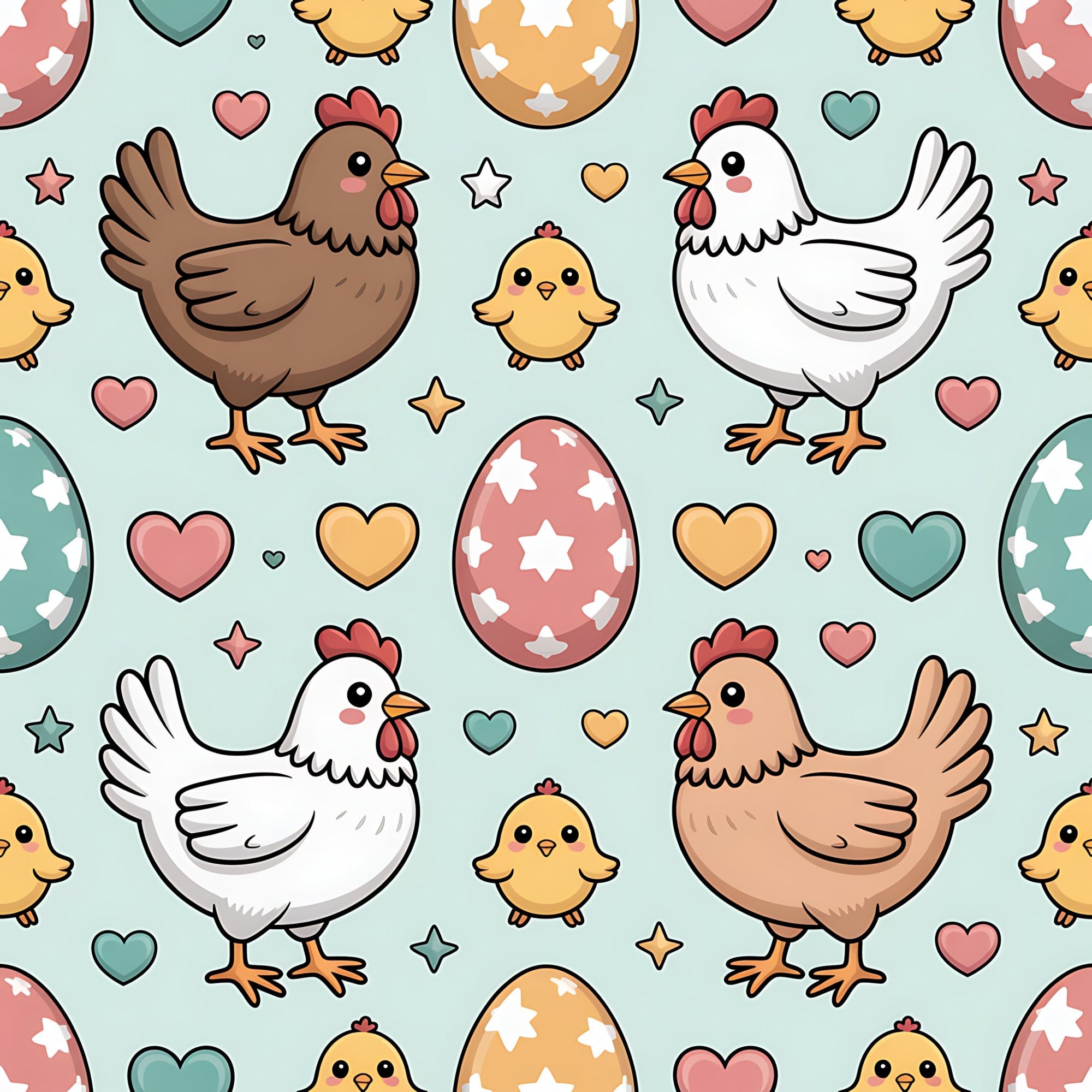 Chickens and Eggs Pattern 17 Minky Fabric
