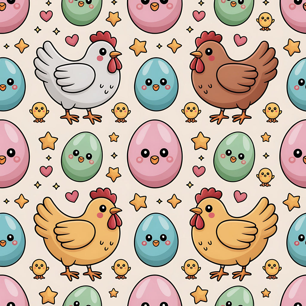 Chickens and Eggs Pattern 18 Minky Fabric