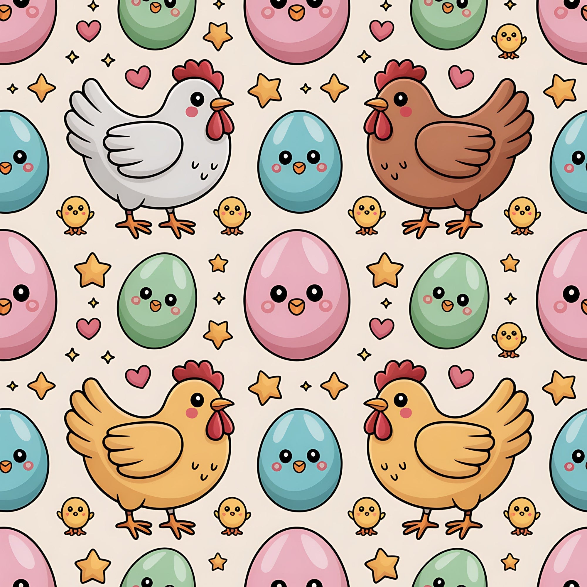 Chickens and Eggs Pattern 18 Minky Fabric