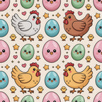 Chickens and Eggs Pattern 18 Minky Fabric