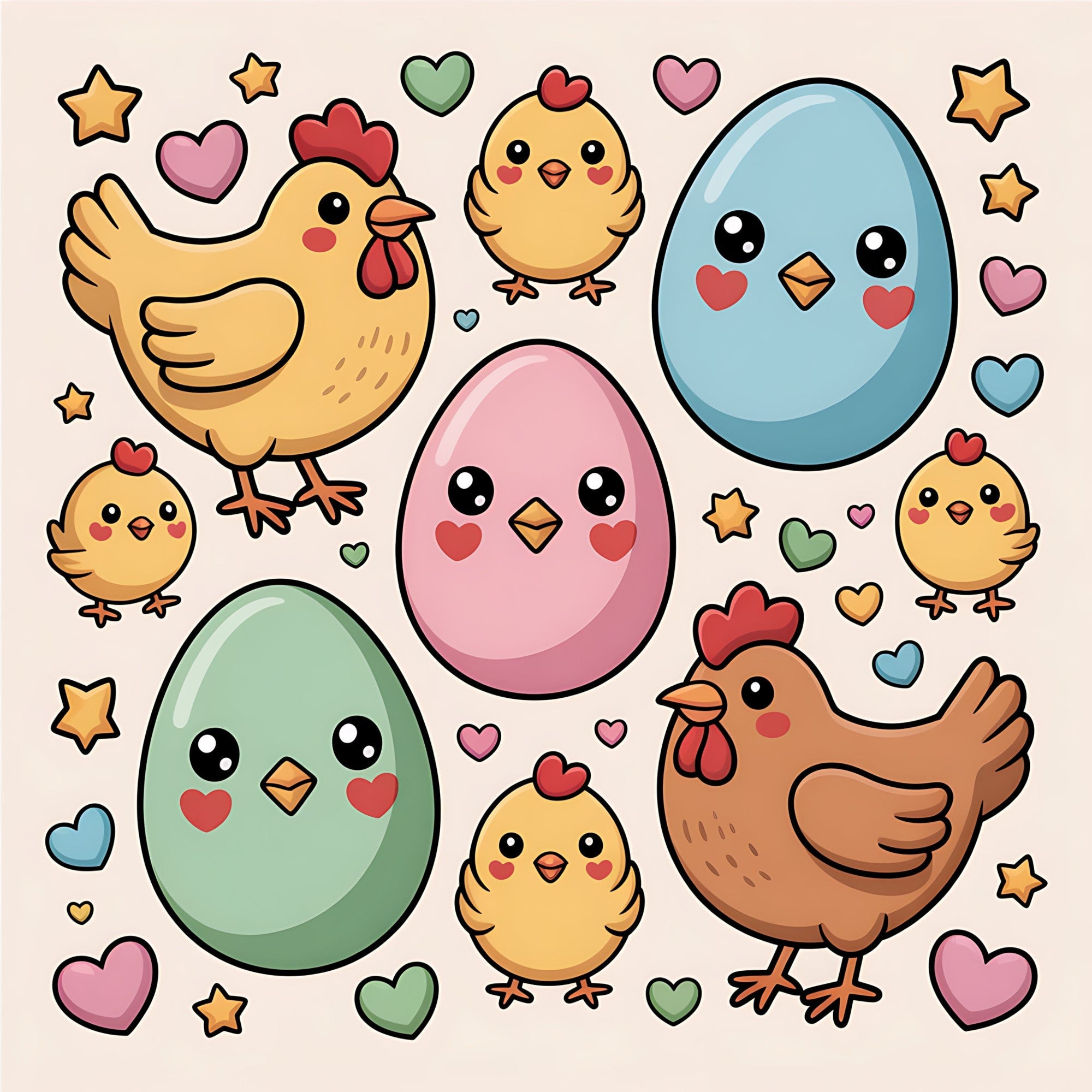 Chickens and Eggs Pattern 19 Minky Fabric