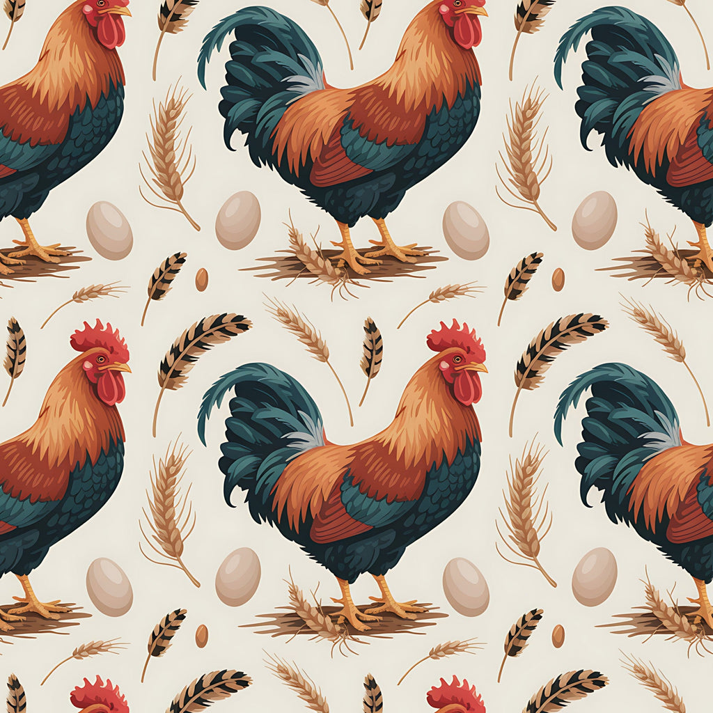 Chickens and Eggs Pattern 1 Minky Fabric