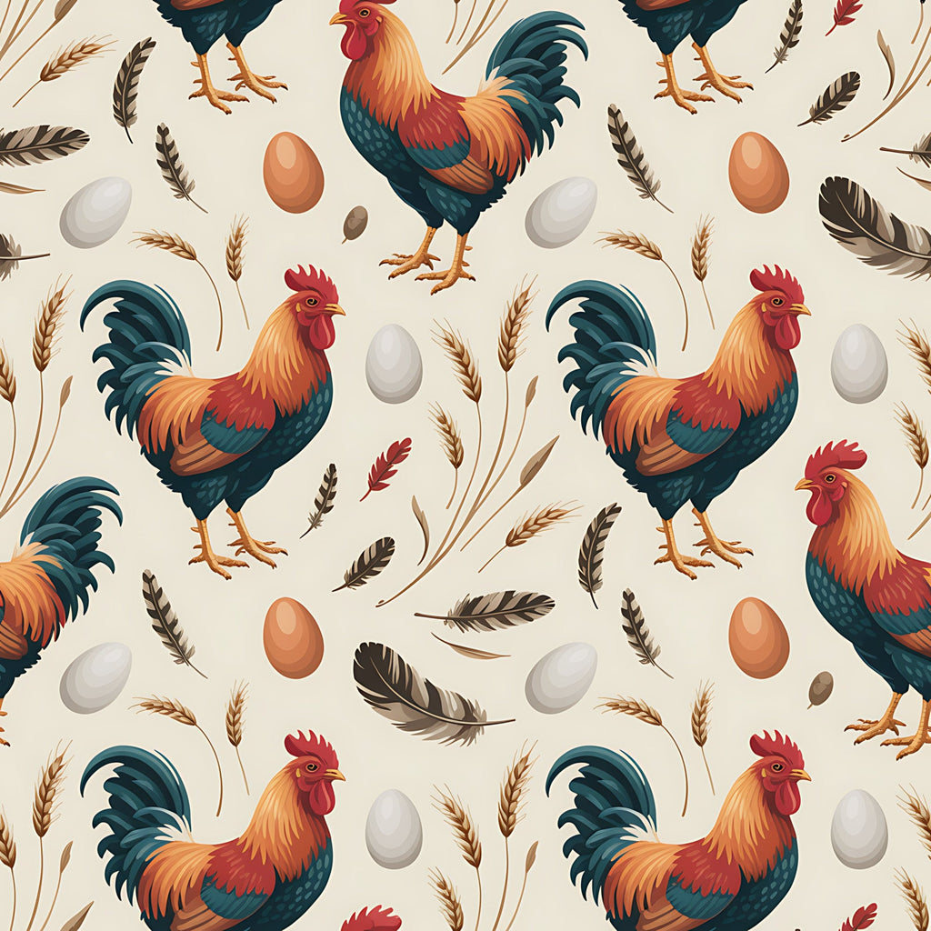 Chickens and Eggs Pattern 2 Minky Fabric