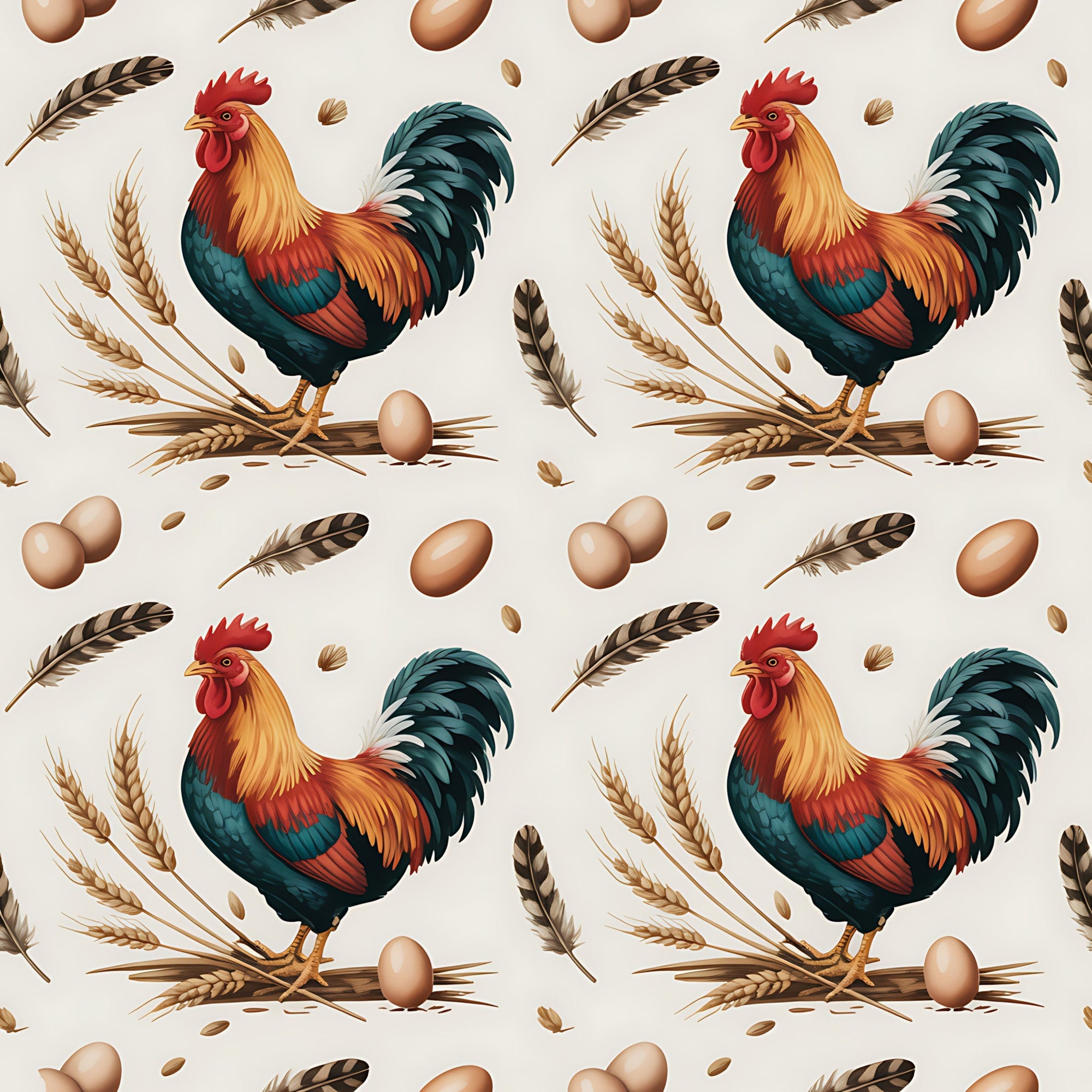 Chickens and Eggs Pattern 21 Minky Fabric
