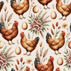 Chickens and Eggs Pattern 24 Minky Fabric