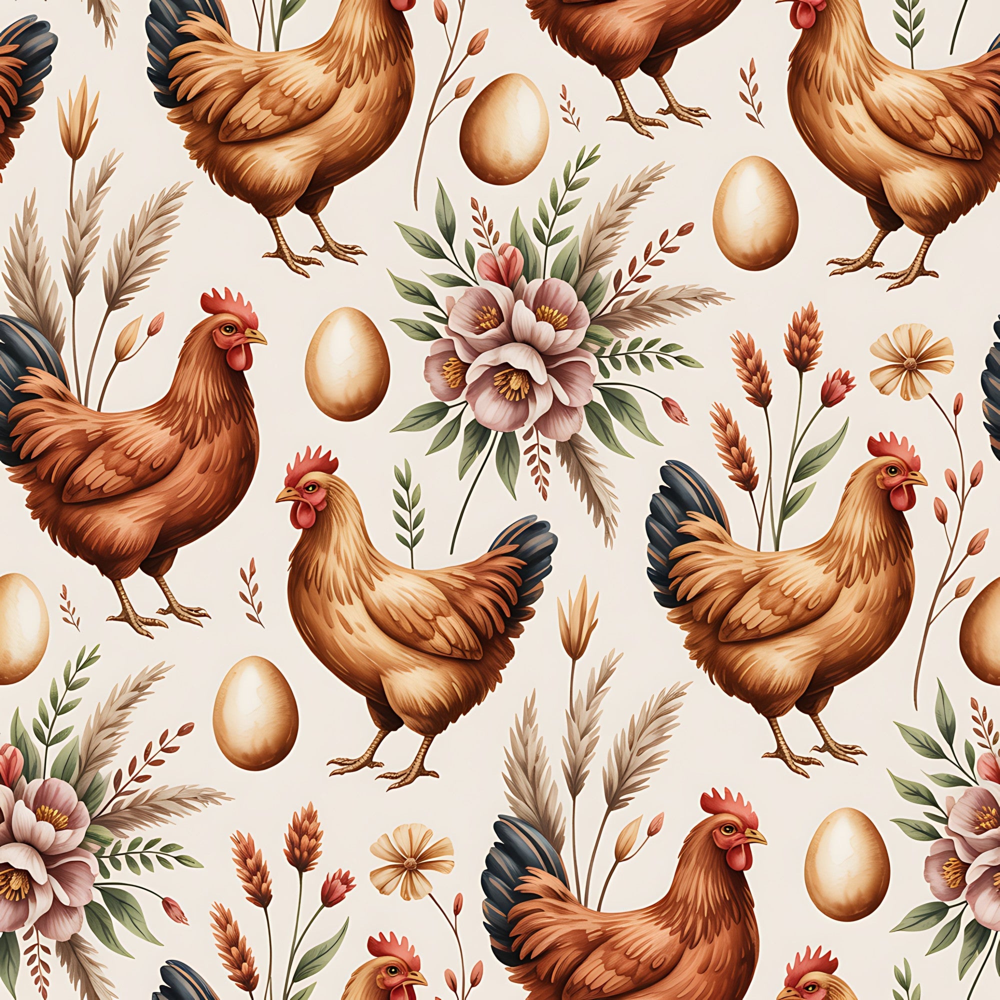 Chickens and Eggs Pattern 24 Minky Fabric