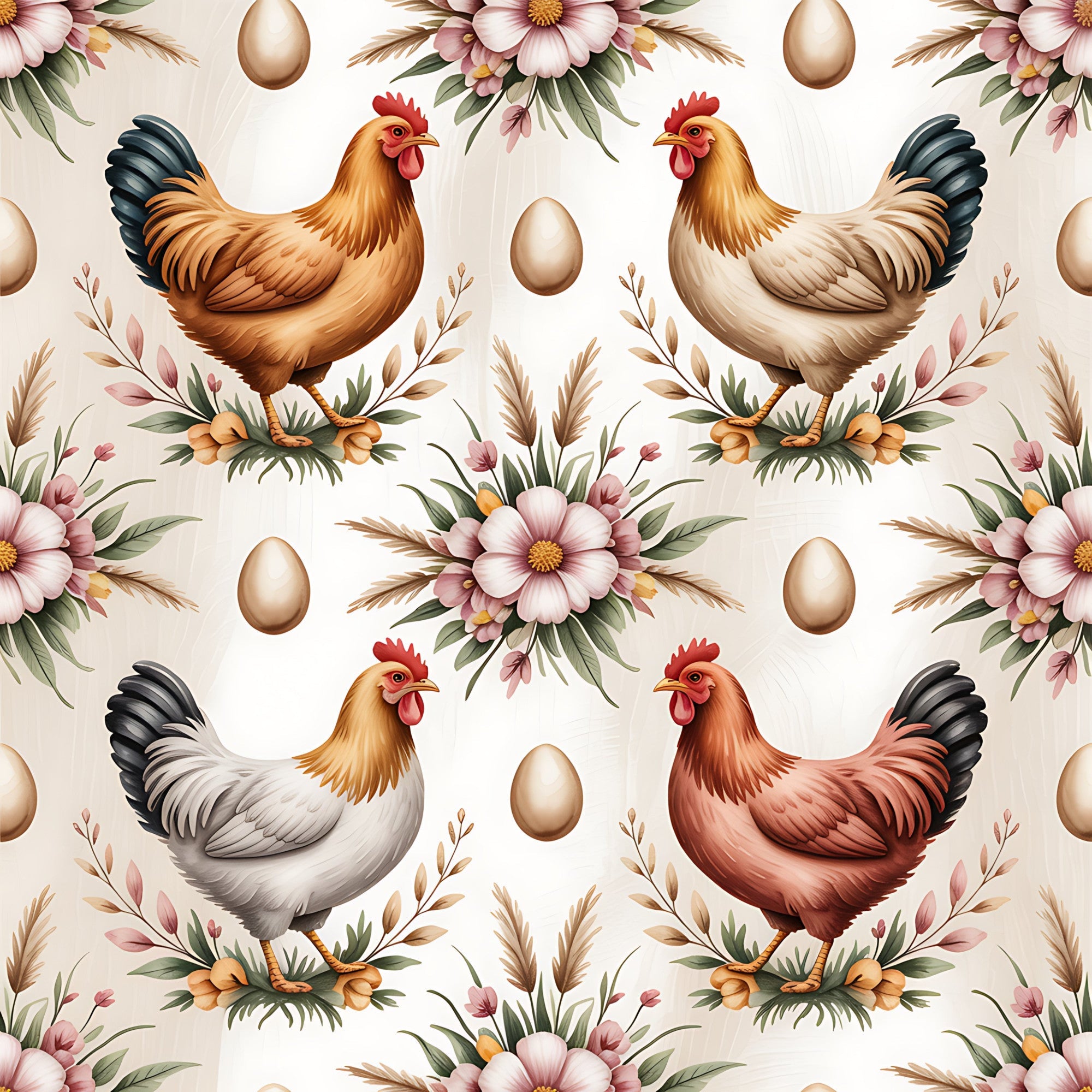 Chickens and Eggs Pattern 25 Minky Fabric