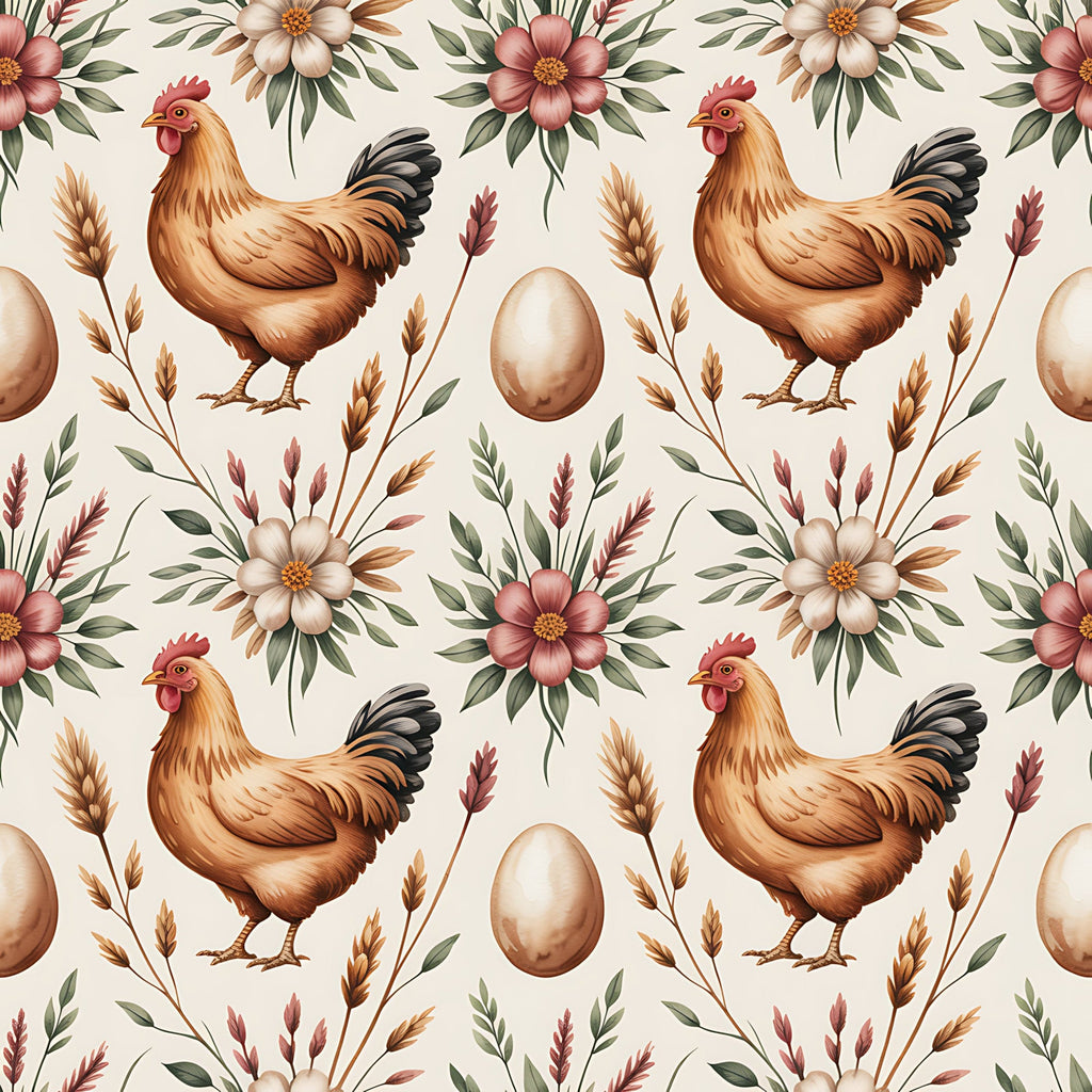 Chickens and Eggs Pattern 26 Minky Fabric