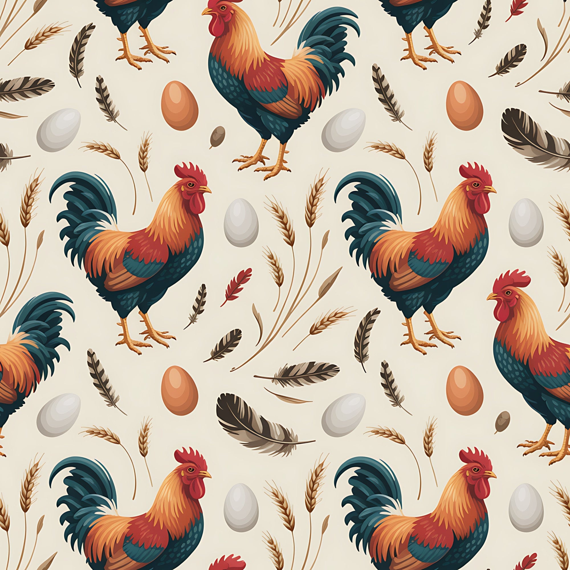Chickens and Eggs Pattern 2 Minky Fabric