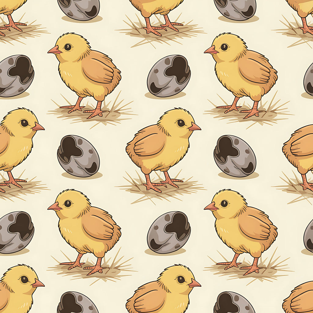 Chickens and Eggs Pattern 3 Minky Fabric