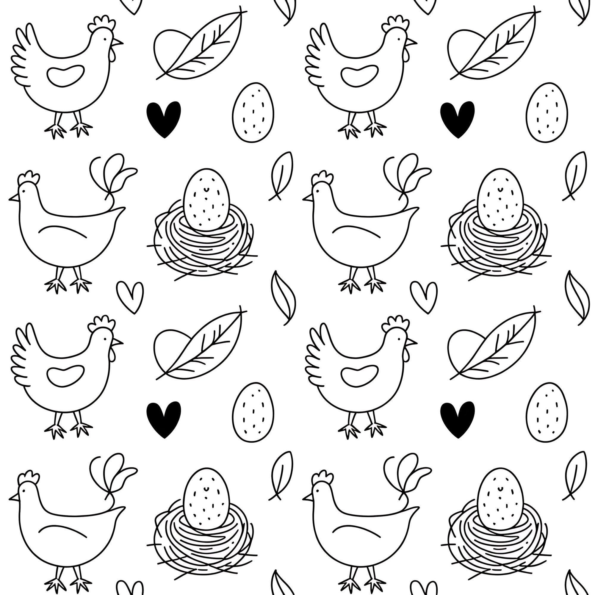 Chickens and Eggs Pattern 7 Minky Fabric