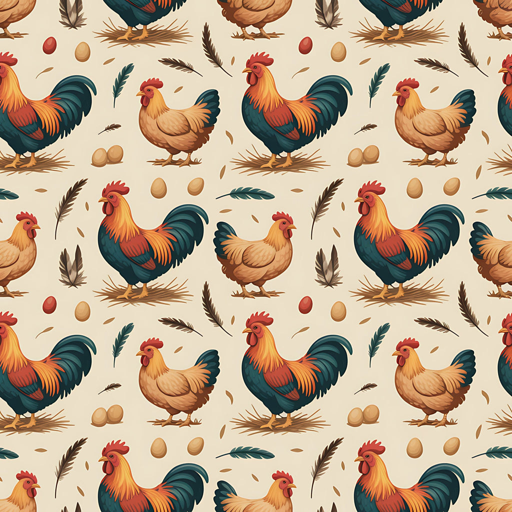 Chickens and Eggs Pattern 8 Minky Fabric