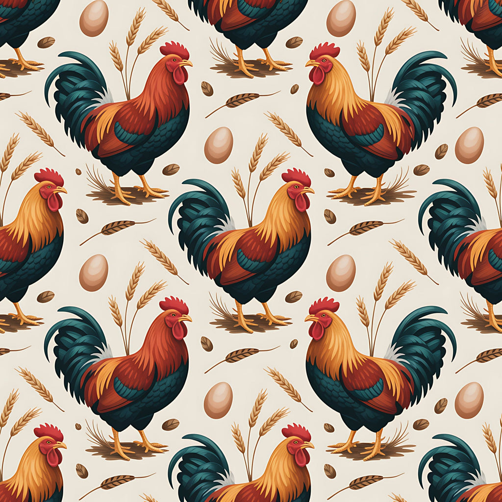 Chickens and Eggs Pattern 9 Minky Fabric
