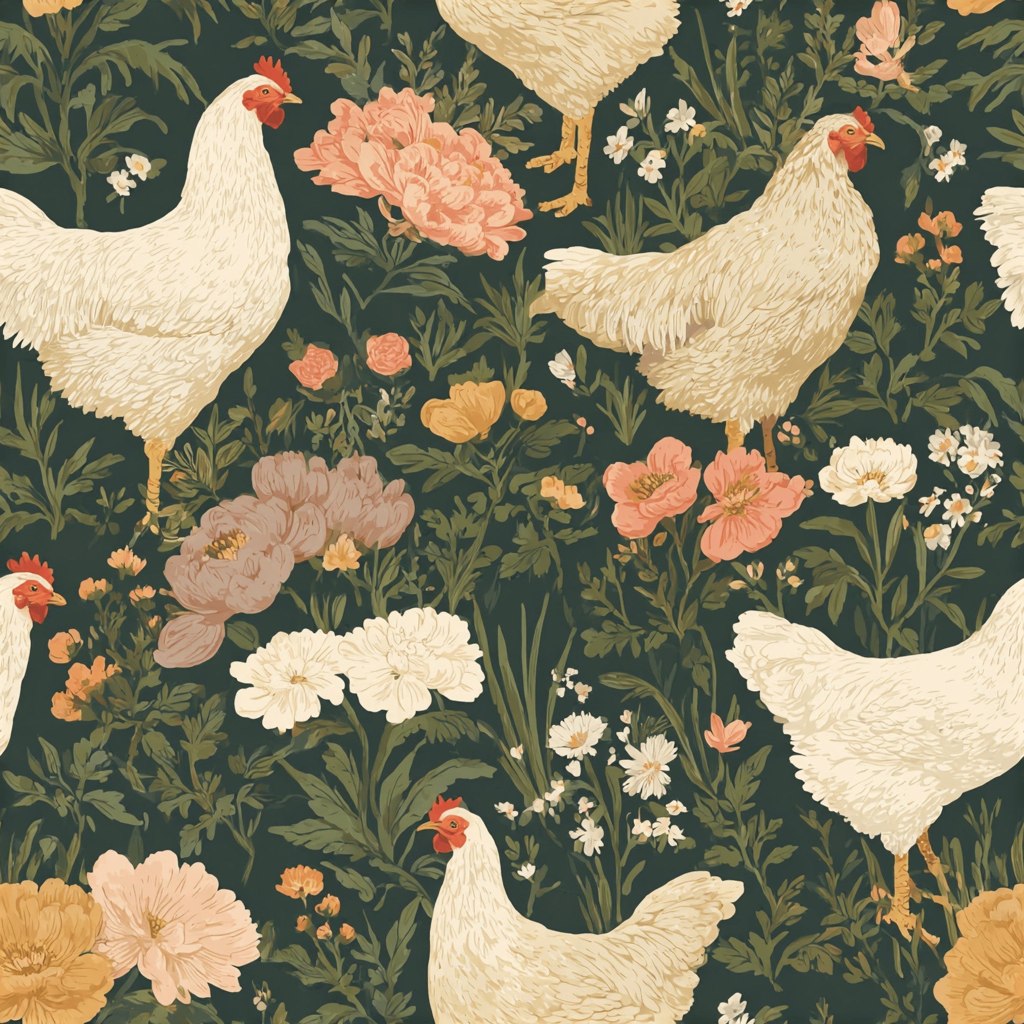 Chickens in the Pasture Pattern 1 Minky Fabric