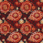 burgundy, crimson, gold, cream, black, floral pattern, chrysanthemum flowers, botanical design, asian inspired, ornate blooms, decorative motifs,, fabric panel, rich colors, elegant florals, repeating pattern, textile design, sophisticated palette, oriental style, luxurious appearance