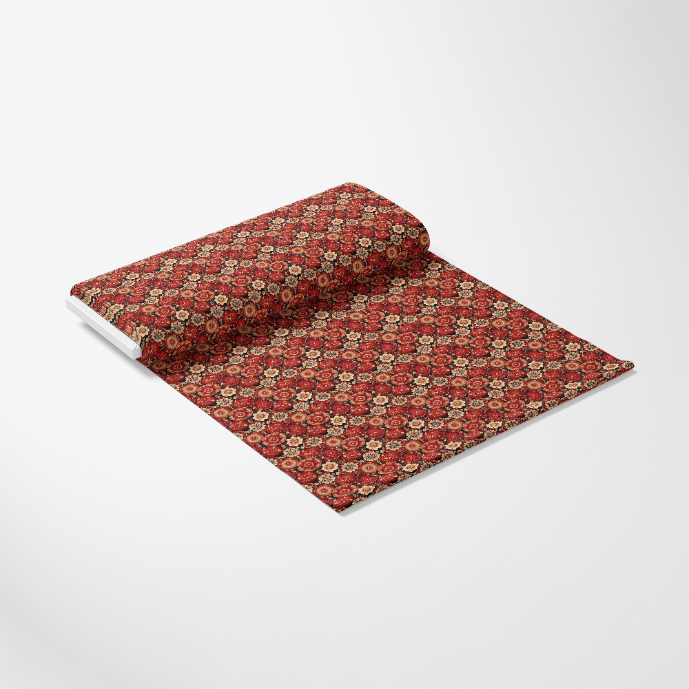 - Chinese Lunar Lantern Lights Pattern 5 Quilting Cotton Fabric  
- Red, gold, cream colors  
- Traditional Chinese lantern motif  
- Floral, geometric, cultural  
- Quilting fabric, cotton textile  
- Decorative, festive design  
- Repeating print, woven material