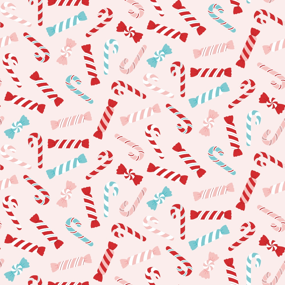 candy canes, peppermint swirls, striped candies, wrapped candy, christmas treats, red and white stripes, turquoise blue, pink candy, festive sweets, holiday pattern, scattered design,, fabric panel, christmas theme, candy wrapper pattern, mint candies, holiday confections, sweet treats, festive colors, repeating pattern