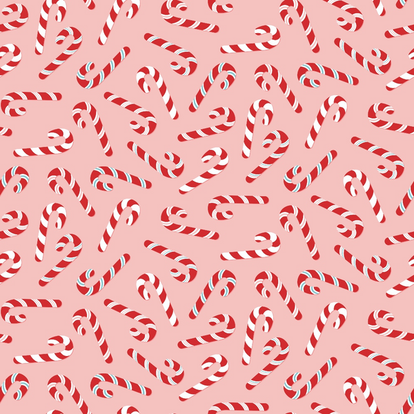 candy canes, christmas treats, red and white stripes, pink background, peppermint swirls, holiday sweets, scattered pattern, festive candy,, fabric panel, christmas pattern, winter treats, candy design, striped confections, holiday baking, seasonal motifs, sweet treats, christmas fabric, cotton material, festive colors
