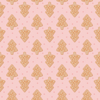 pink background, gingerbread cookies, christmas trees, diamond shapes, orange brown, white dots, holiday pattern, festive design,, fabric panel, sweet treats, cookie design, winter theme, repeating pattern, craft fabric, sewing material, christmas motifs, bakery theme, geometric arrangement, seasonal fabric
