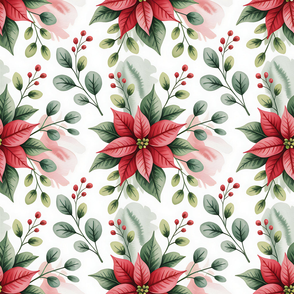 Poinsettia Pines Pattern 1 Minky Fabric