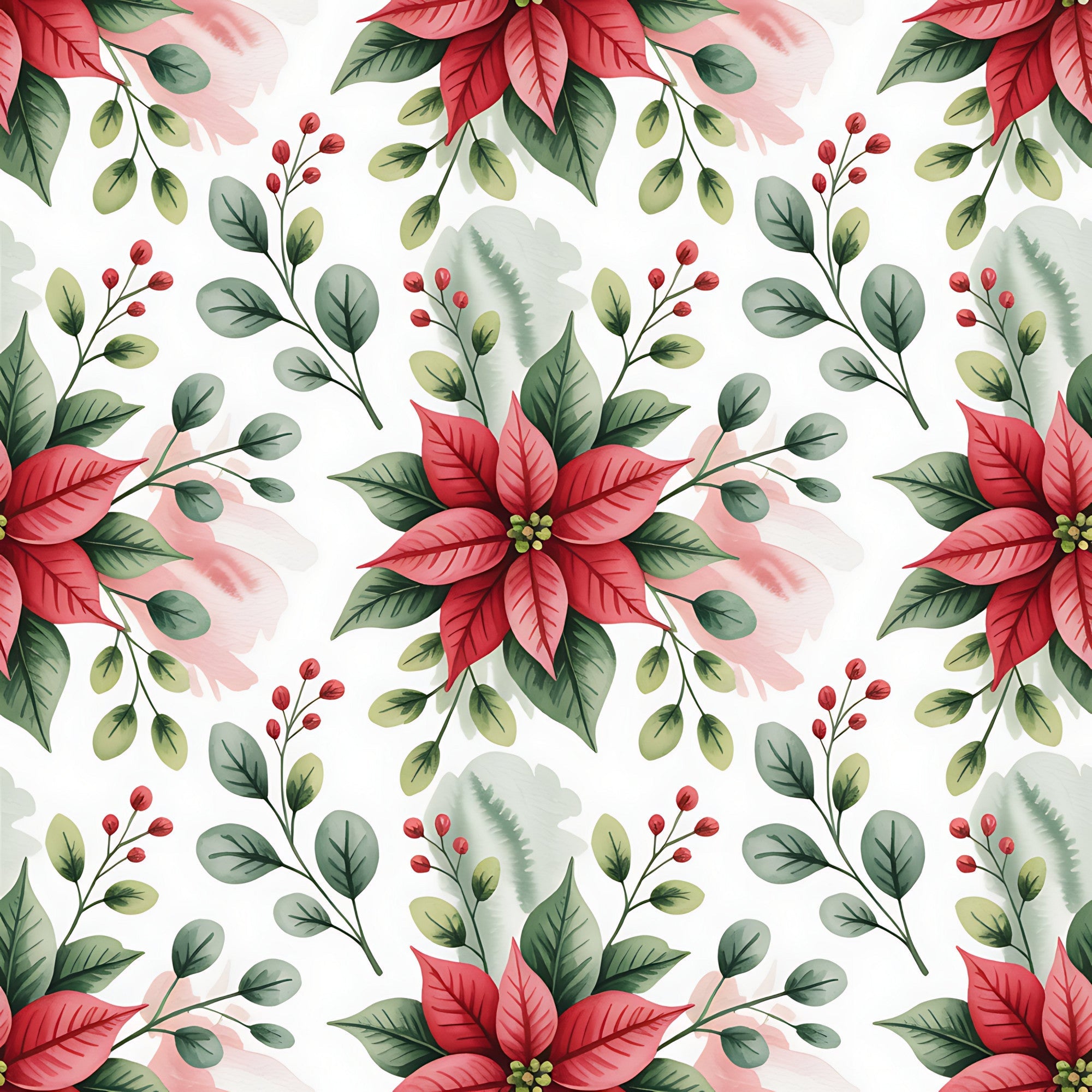 Poinsettia Pines Pattern 1 Minky Fabric