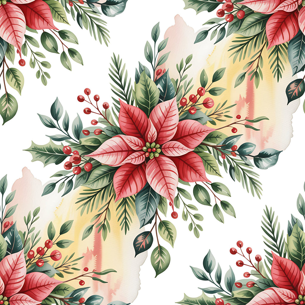 Poinsettia Pines Pattern 10 Minky Fabric