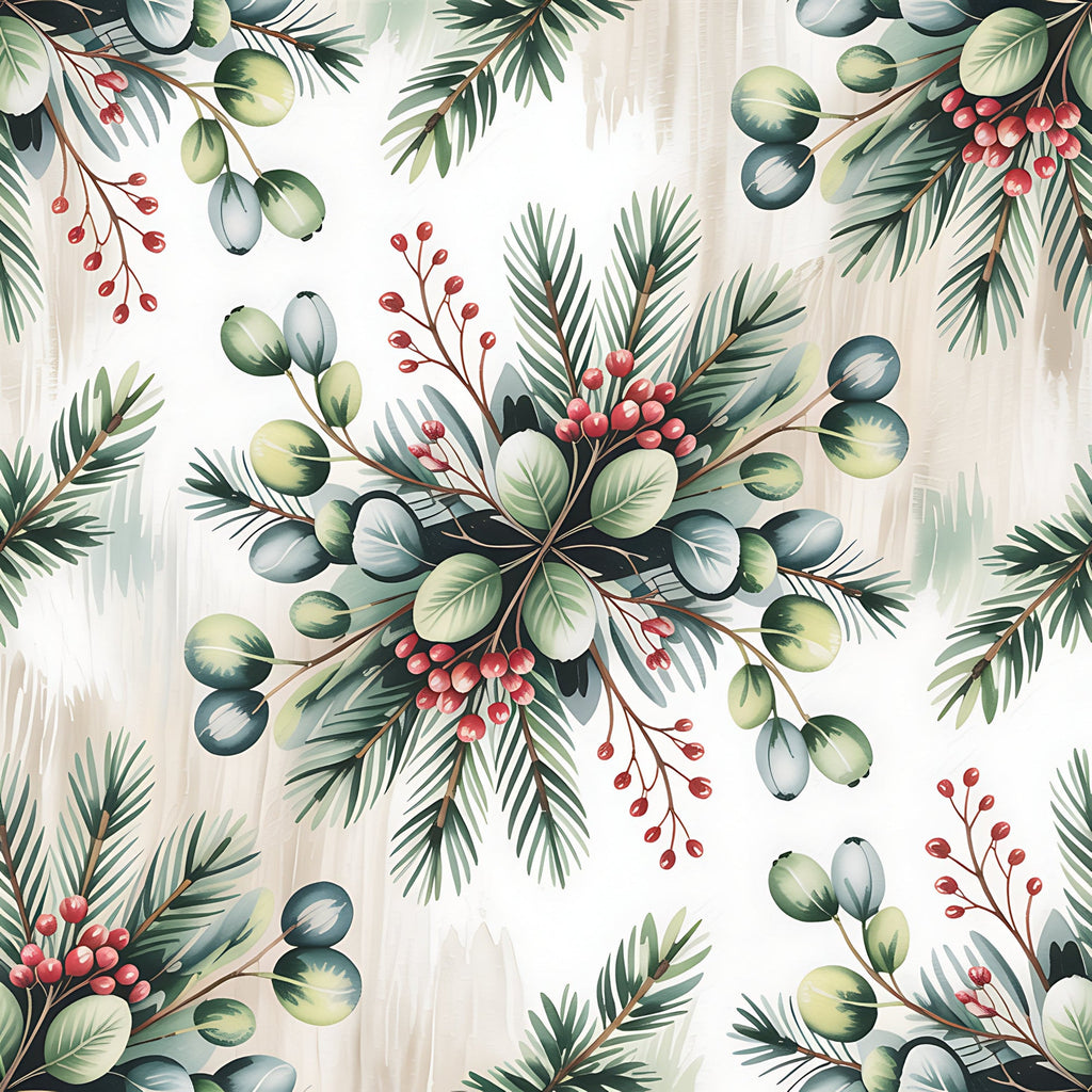 Poinsettia Pines Pattern 2 Minky Fabric