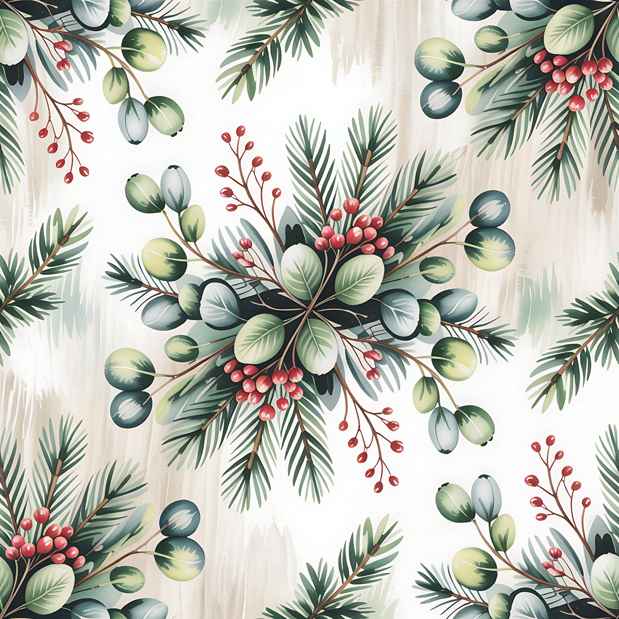 Poinsettia Pines Pattern 2 Minky Fabric