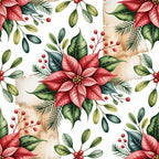Poinsettia Pines Pattern 3 Minky Fabric