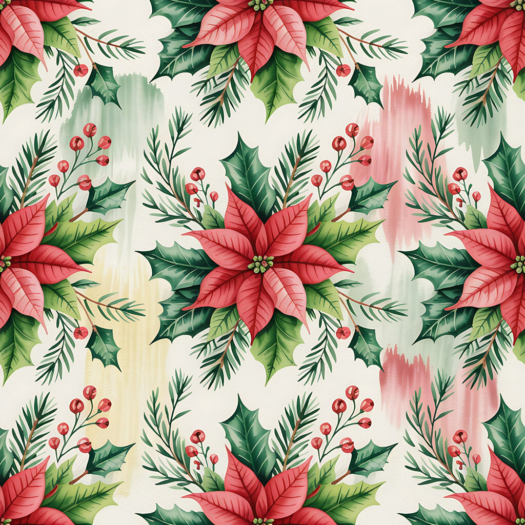 Poinsettia Pines Pattern 4 Minky Fabric