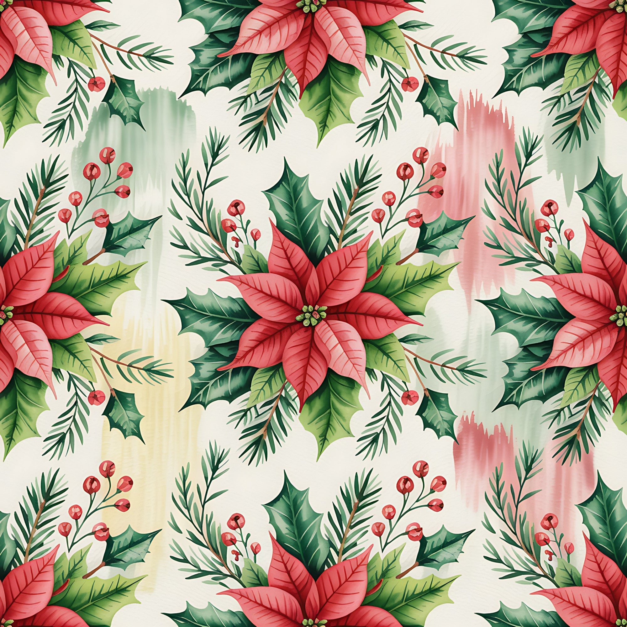 Poinsettia Pines Pattern 4 Minky Fabric