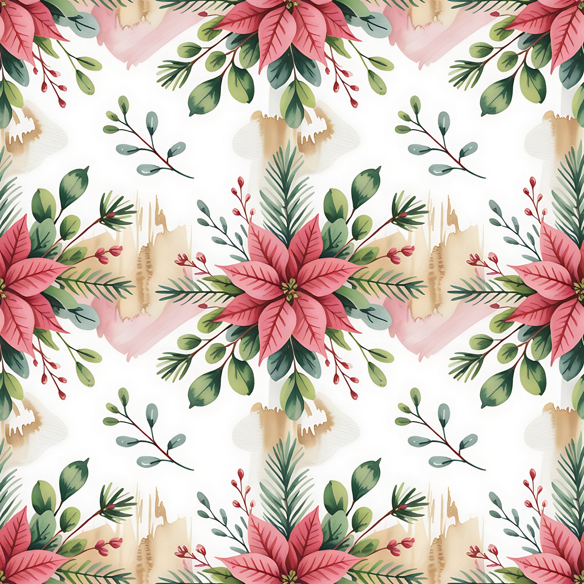 Poinsettia Pines Pattern 7 Minky Fabric