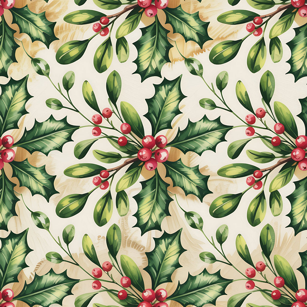 Poinsettia Pines Pattern 8 Minky Fabric
