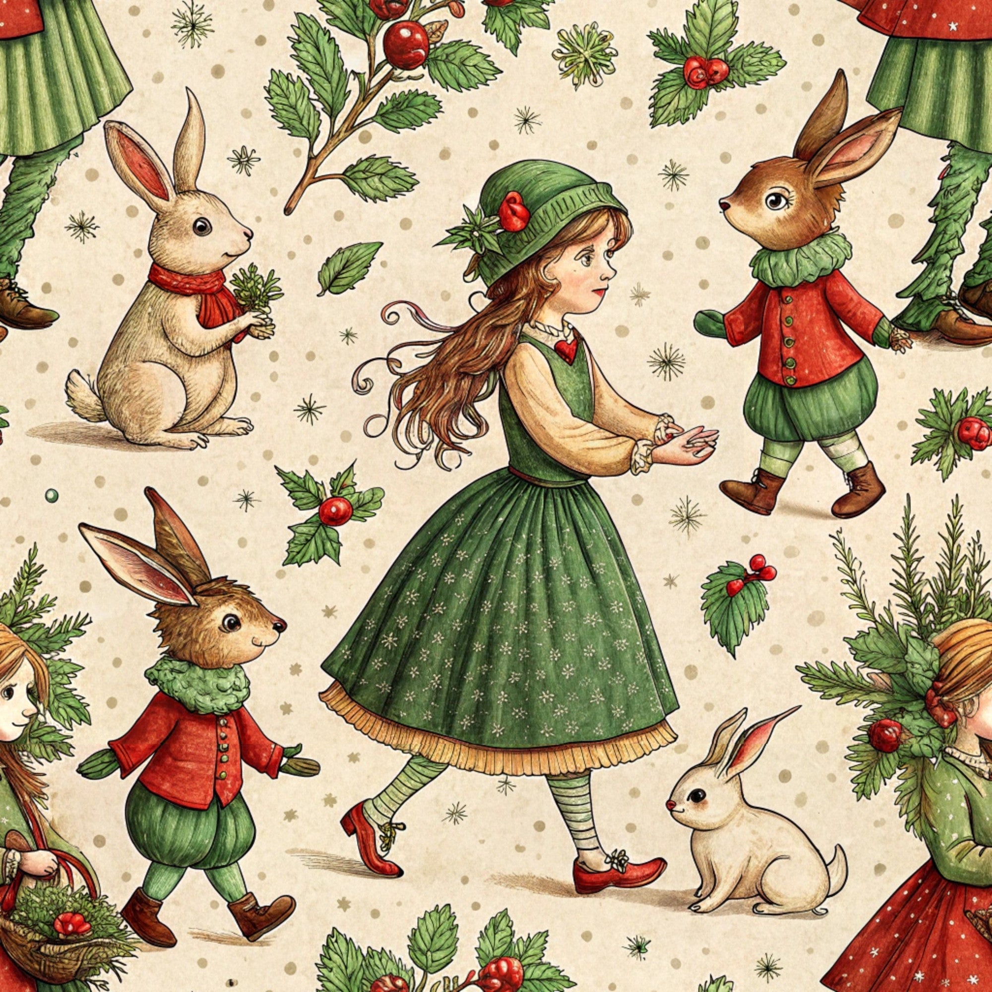 Yuletide Hare Pattern 30 Minky Fabric