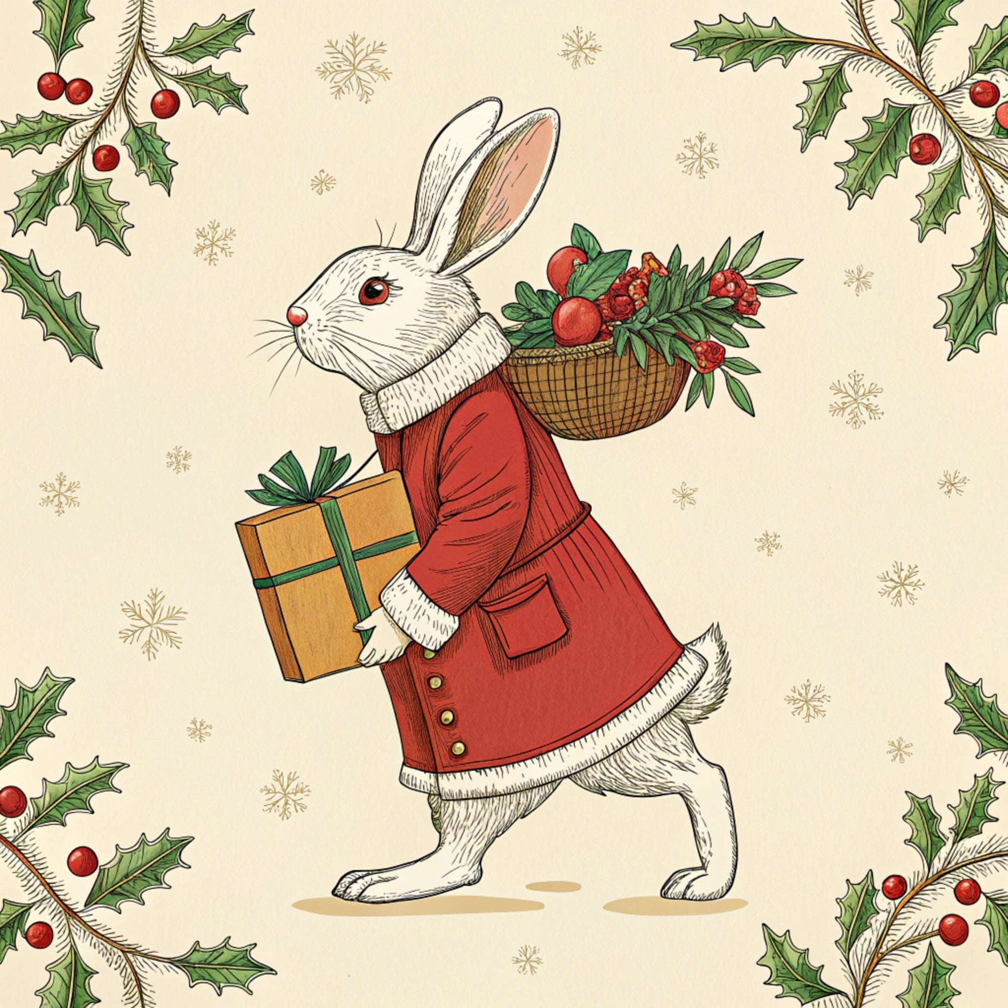 Yuletide Hare Pattern 32 Minky Fabric