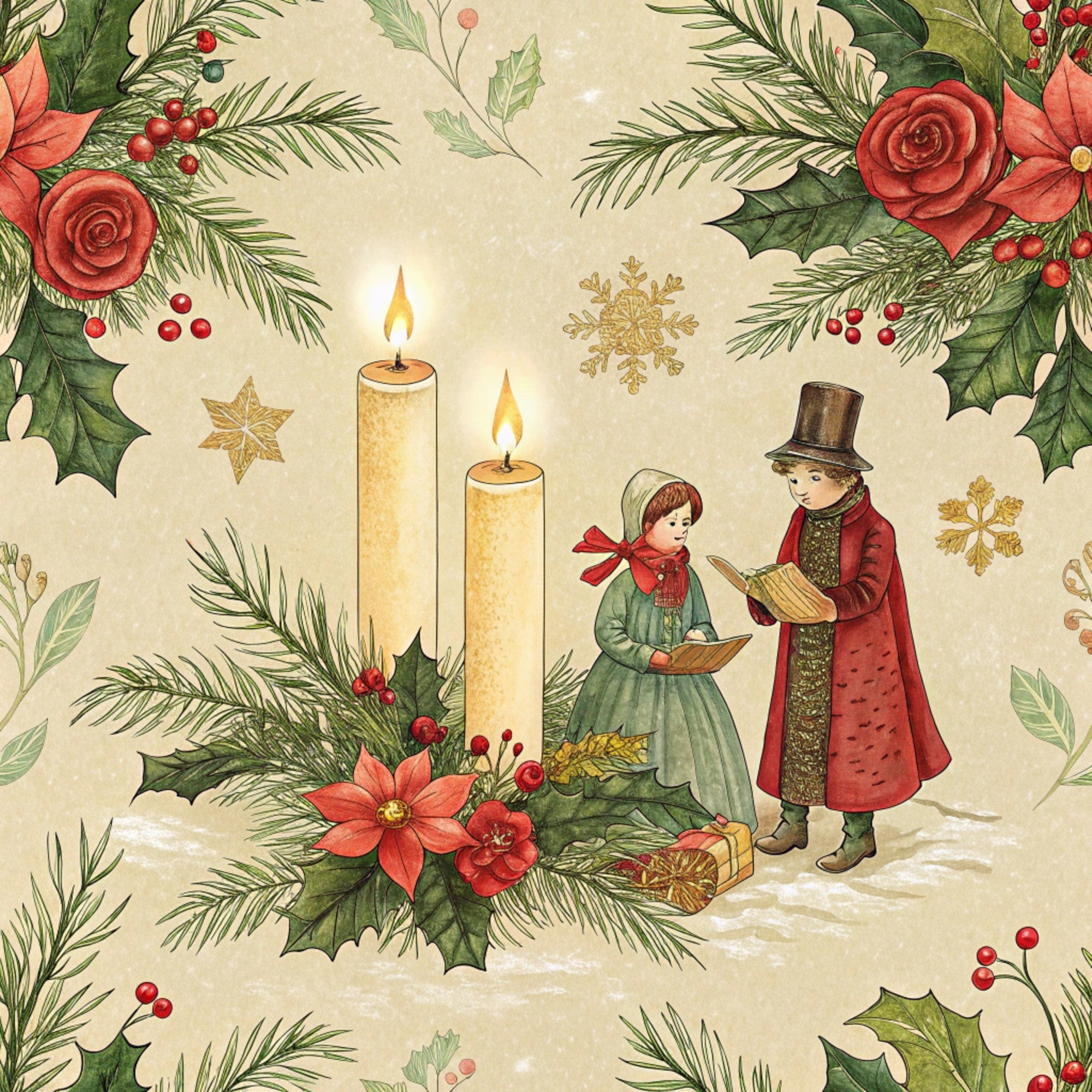 Yuletide Hare Pattern 34 Minky Fabric
