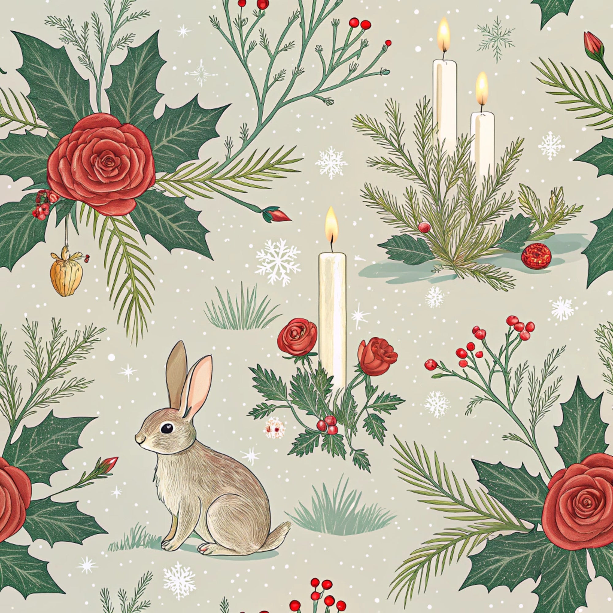 Yuletide Hare Pattern 35 Minky Fabric